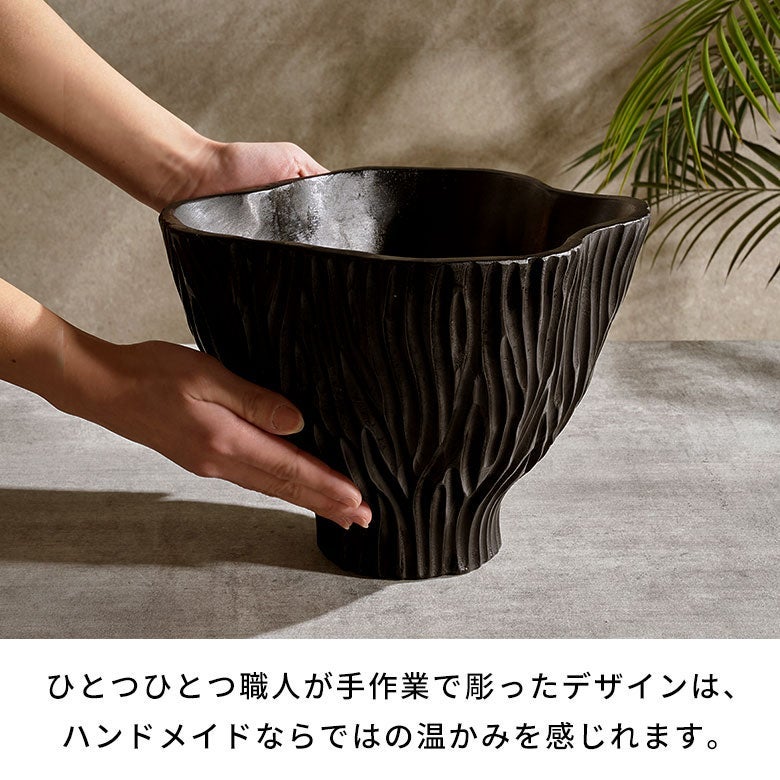 ボウル木製チークウッドトレイトレー約W27cmD22cmH20cmウッドボウルデコレーショントレイダイニングテーブルディスプレイアート収納小物入れナチュラルフルーツバスケットオブジェおしゃれ北欧リゾート雑貨インテリアアジアン[14055]