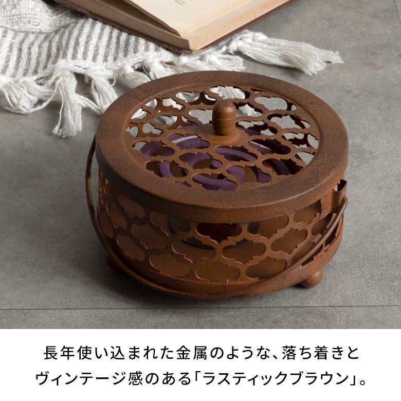 【送料無料】蚊取り線香入れ3個セット蓋付き円形モロッカン柄スチール製アンティークゴールドグレー径約17cm[66917-3]【蚊取り線香ホルダー蚊遣り蚊取り線香かやりハンドメイドおしゃれアジアン雑貨蚊バリ島バリ雑貨モダンリゾート】